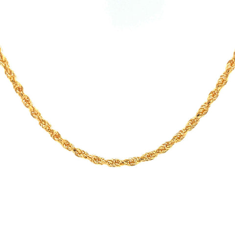 22K Gold Dainty Rope Chain 16 Inches