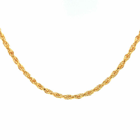 22K Gold Dainty Rope Chain 18 Inches