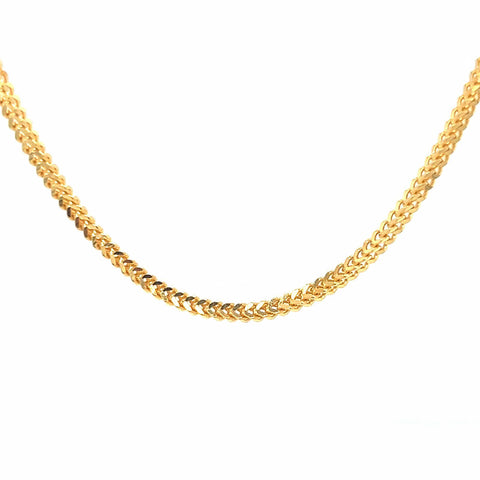 22K Gold Simple Foxtail Chain 22 Inches