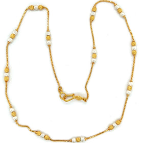 22K Gold Bead and Pearl Necklace