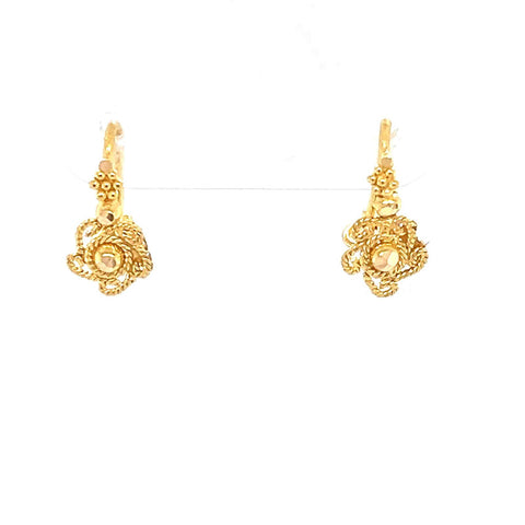 22k gold floral baby hook earrings
