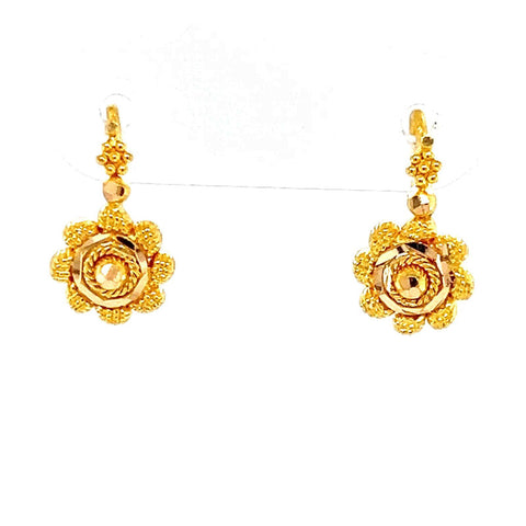22k gold fancy flower baby hook earrings