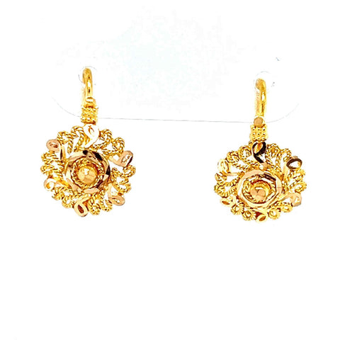 22k gold ornate floral baby hook earrings