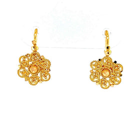 22k gold ornate flower baby hook earrings