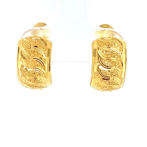 22K Gold Swirl Huggie Earrings