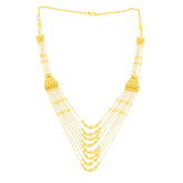 22K Gold Royal Layered Pearl Necklace and Earring Set