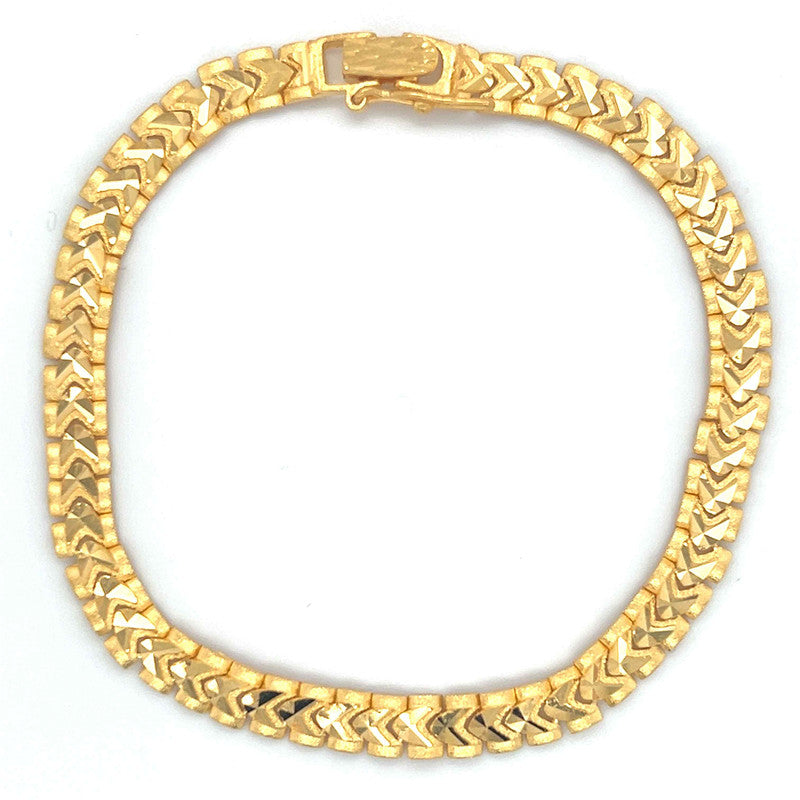 22K Gold Men's V Pattern Bracelet