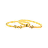 22K Gold Fancy Meena Kari Lightweight Lady Hinge Bangles - Pair