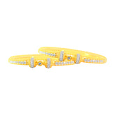 22K Gold Two Tone Pipe Hinge Bangles - Pair