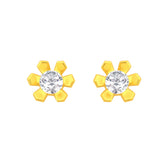 22k Yellow Gold Cubic Zirconia Extra Small Floral Stud Earrings with gold weight of 0.604g