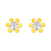 22k Yellow Gold Cubic Zirconia Floral Stud Earrings with gold weight of 0.573g