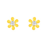 22k Yellow Gold Cubic Zirconia Floral Stud Earrings with gold weight of 0.667g