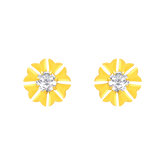 22k Yellow Gold Cubic Zirconia Floral Stud Earrings with gold weight of 0.773g