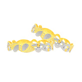 22K Gold Two-Tone Dancing Stone Bangles - Pair