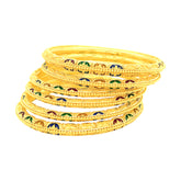 22K Gold Meena Kari Bangles - Set of 6