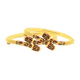 22K Gold Meena Kari Twisting Hinge Bangles - Pair