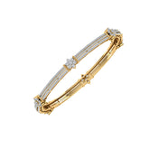 18k Yellow Gold Round and Diamond Single Bangle measuring 58mm wide and Carat weight of 2.27 (518 pieces)