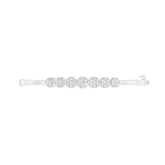 18k White Gold and Diamond Hinged Bracelet measuring 6mm thickness x 58mm width