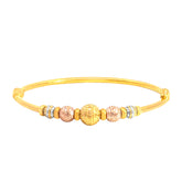 22k Three Tone Gold Graduated Ball-Bead Bracelet measuring 2.4mm thickness x 2 inch width