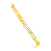 22k Yellow Cubic Zirconia Pata Cuff Bracelet measuring 13mm thickness x 7.5 inch length