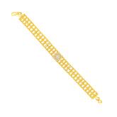 22k Yellow Cubic Zirconia Pata Cuff Bracelet measuring 12mm thickness x 7 inch length