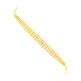 22k Yellow Gold Cubic Zirconia Pata Cuff Bracelet measuring 12mm thickness x 7 inch length