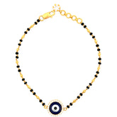 22k Yellow Cubic Zirconia Evil Eye Mangalsutra Bracelet measuring 2mm thickness x 7 inch length