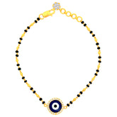 22k Yellow Cubic Zirconia Evil Eye Mangalsutra Bracelet measuring 2mm thickness x 7 inch length