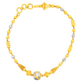 22K Two Tone Gold Ball-Bead Bracelets measuring 7 inch length
