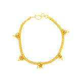 22k Yellow Gold Filigree Enchanting Charm Bracelet measuring 3mm thickness x 7.5 inch length