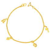 22K Yellow Gold Charm Bracelets measuring 8 inch length