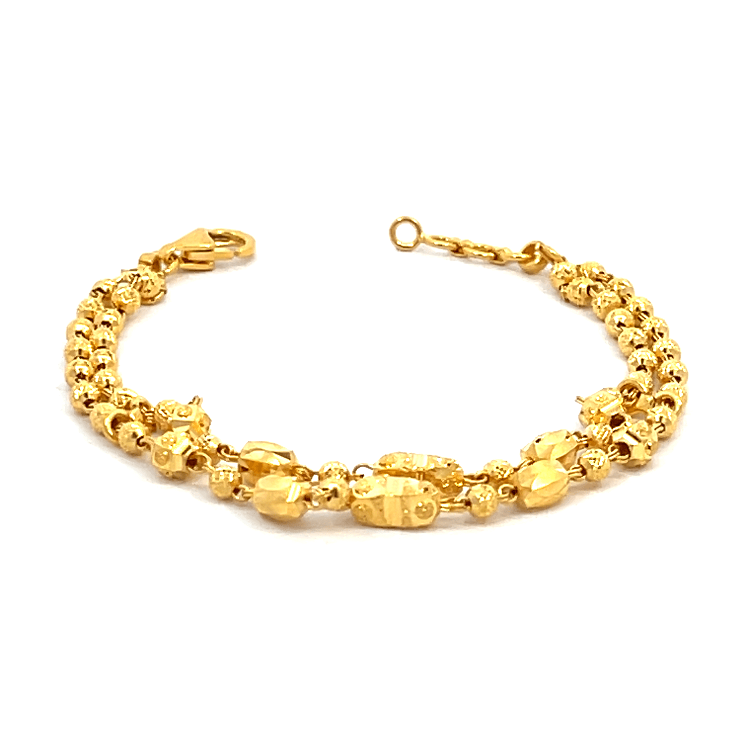 22K Yellow Gold Layered Ball-Bead Bracelets measuring 7 inches