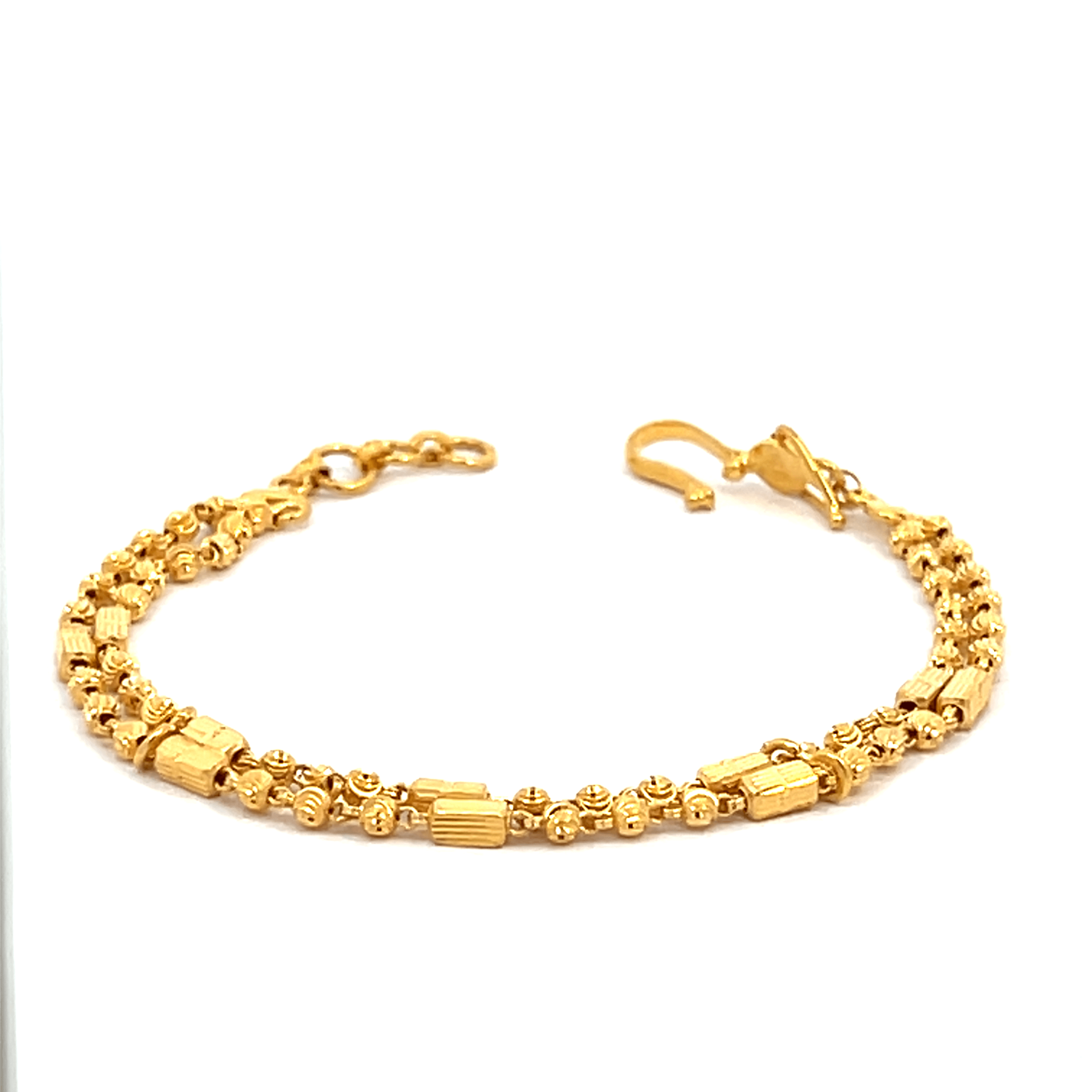 22K Yellow Gold Layered Ball-Bead Bracelets measuring 7 inch length
