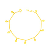 22K Yellow Gold Oval Charm Bracelet measuring 0.8mm thickness x 7.5 inch length