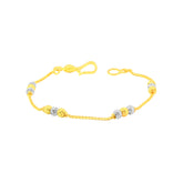 22K Two Tone Gold Kids Ball-Bead Bracelet measuring 3mm thickness x 5.25 inches length