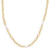 22K Two Tone Gold 21 Inch Paperclilp Chain