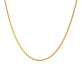 22k Yellow Gold Hollow Rope Chain measuring 2mm width x 18 inch length