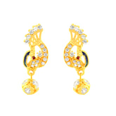 22k Yellow Cubic Zirconia Dangler Peacock Earrings with gold weight of 3.68g