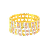 22k Three-Tone Gold Artistic Fancy band Ring in size 6.5 and total gold weight of 4.52g