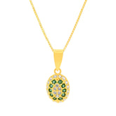 22K Yellow Cubic Zirconia Minimalist Pendant and Earrings Set