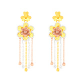 22k Three-Tone Gold Fancy Large Earrings with gold weight of 6.02g
