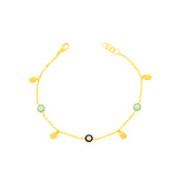 22K Yellow Gold Charm Bracelet measuring 5mm thickness x 7.5 inch length