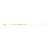 22K Three Tone Gold Ball-Bead Bracelets measuring 1mm thickness x 8 inch length
