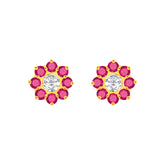 22k Yellow Gold Cubic Zirconia Purple Stud Earrings with gold weight of 1.086g