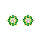22k Yellow Gold Cubic Zirconia Green Stud Earrings with gold weight of 1.087g