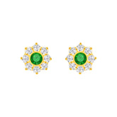 22k Yellow Gold Cubic Zirconia Green Sparkle Stud Earrings with gold weight of 1.103g