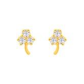 22k Yellow Gold Cubic Zirconia Clover Stud Earrings with gold weight of 1.093g