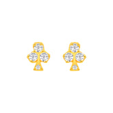 22k Yellow Gold Cubic Zirconia Clover Stud Earrings with gold weight of 1.081g