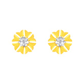 22k Yellow Gold Cubic Zirconia Floral Stud Earrings with gold weight of 0.783g