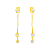 22k Yellow Gold Cubic Zirconia Sui-Dhaga Earrings with gold weight of 1.809g